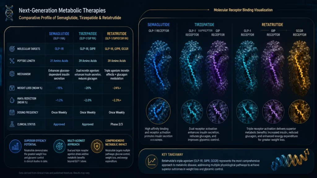 semaglutide vs tirzepatide vs retatrutide