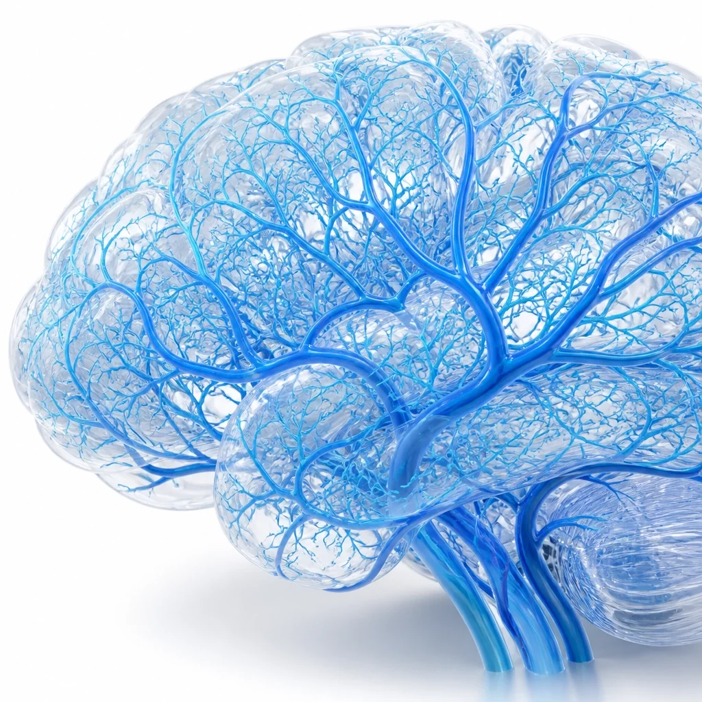 3D render of healthy brain capillaries for brain health Sarasota