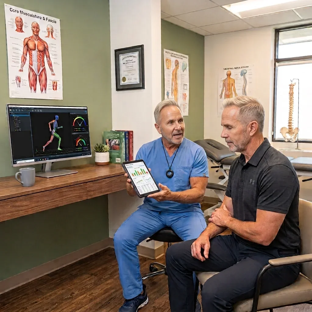 Dr. Max MacCloud reviewing a peptide protocol with a patient at the Age Reversal Technology Center in Sarasota
