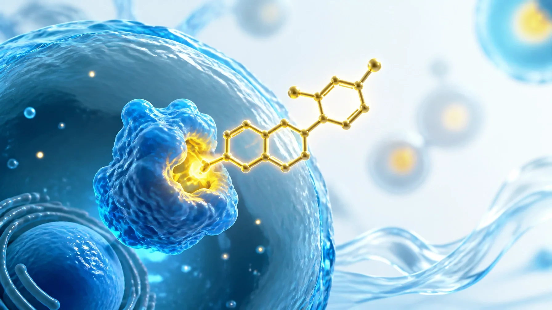 3D visualization of an estradiol molecule docking with a cellular receptor — the science behind menopause hormone therapy in Sarasota